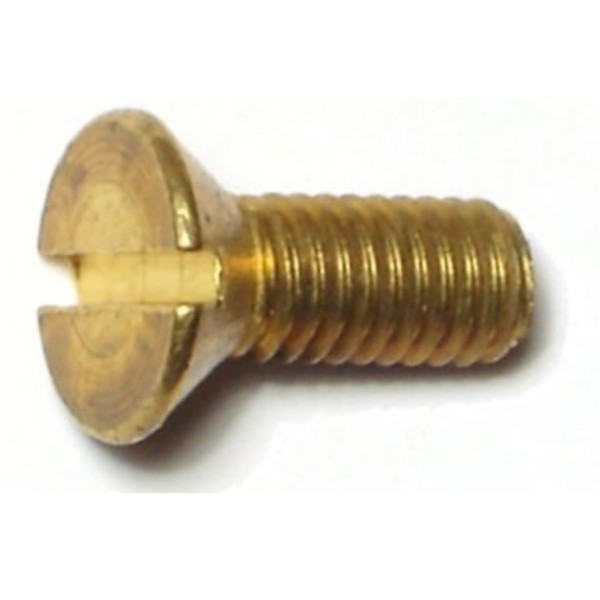 Midwest Fastener #10-32 x 1/2 in Slotted Flat Machine Screw, Plain Brass, 24 PK 61432